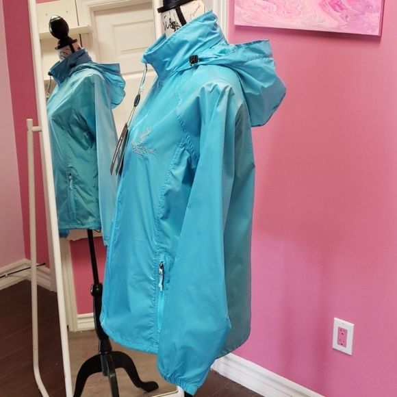NWT 💕Landway Blue Zip Up Windbreaker Rain Jacket - Picture 2 of 15